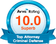 Avvo 10.0 Top Attorney Criminal Defense badge
